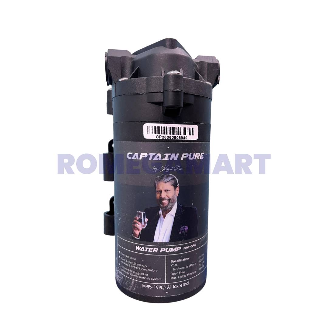 Captain Pure 100 GPD Booster Pump Black Color Suitable For Water Purifier - Mindcool Aqua