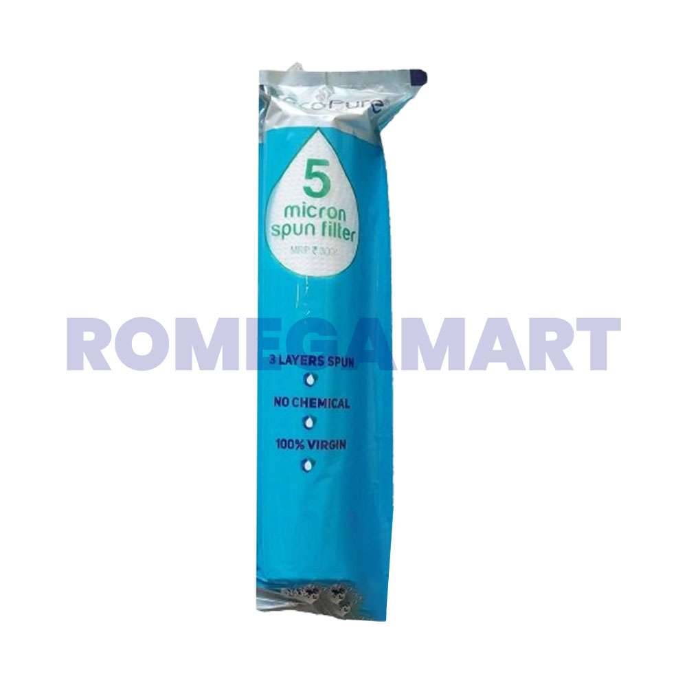 ECOPURE 10 Inch Spun Filter Polypropylene Material 100 Gram Blue Color Polypropylene Material Suitable For Domestic -JAZZ PURE WATER SOLUTIONS