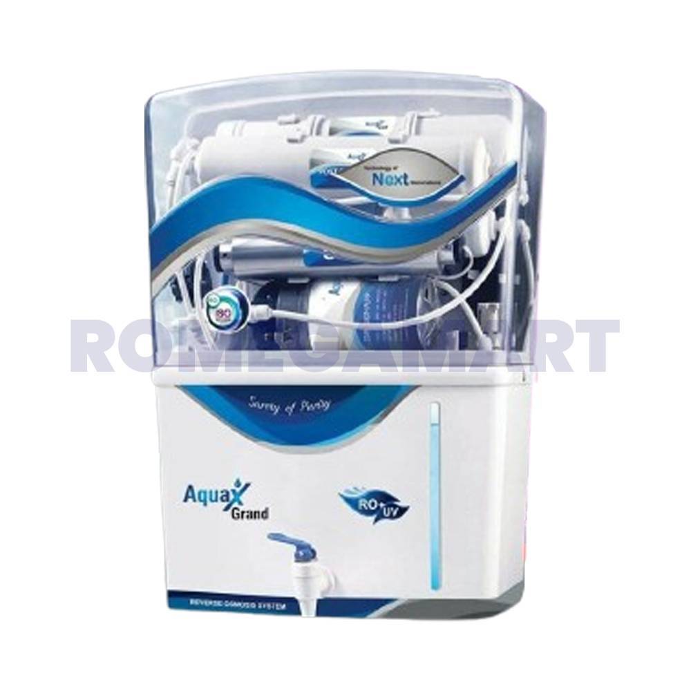 Aquax Grand White Trasnparent Water Purifier RO+UV+UF+MINERAL CARTRIDGE+TDS CONTROLER - Super Fine Trading CO