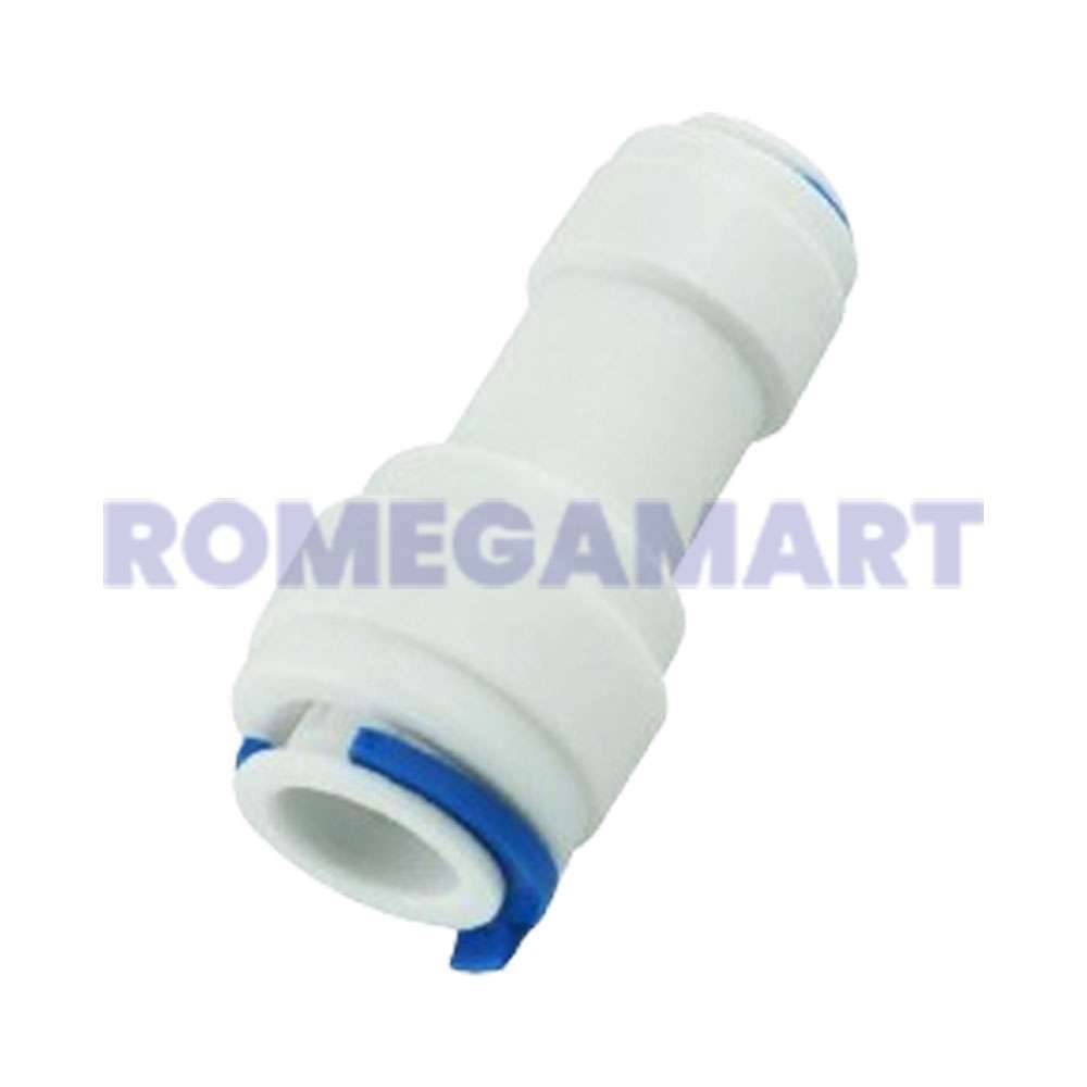 Straight Connecter 1/4 inch Both Side Pipe jointer White Color Plastic Material For Domestic - Wave RO Aqua Solution