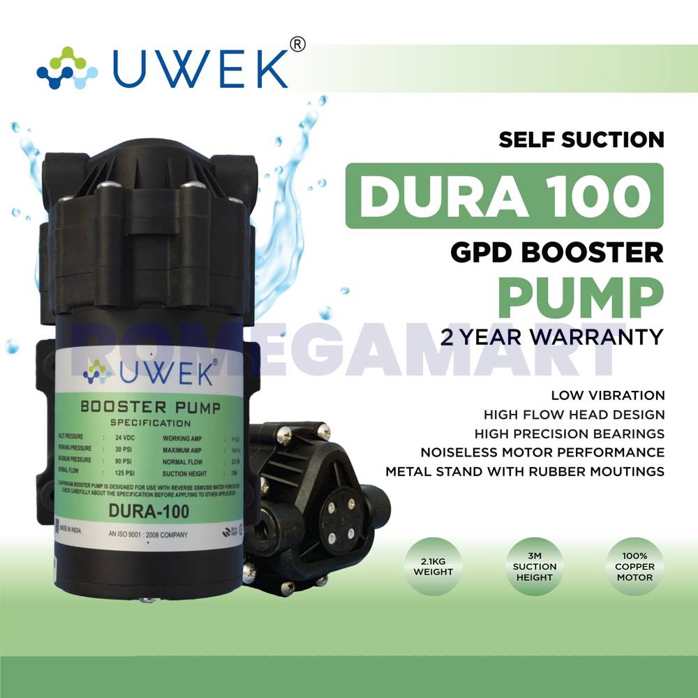 UWEK Dura 100 GPD Booster Pump With Connector For Teflon Tape Combo Pack - CO ORBITAL INDIA