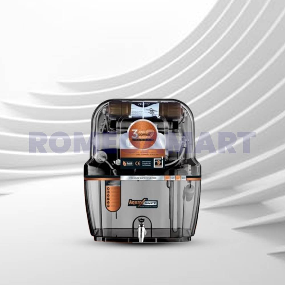 Aquax Swift Grey Transparent Water Purifier RO+UV+UF+MINERAL CARTRIDGE+TDS CONTROLER - Super Fine Trading CO