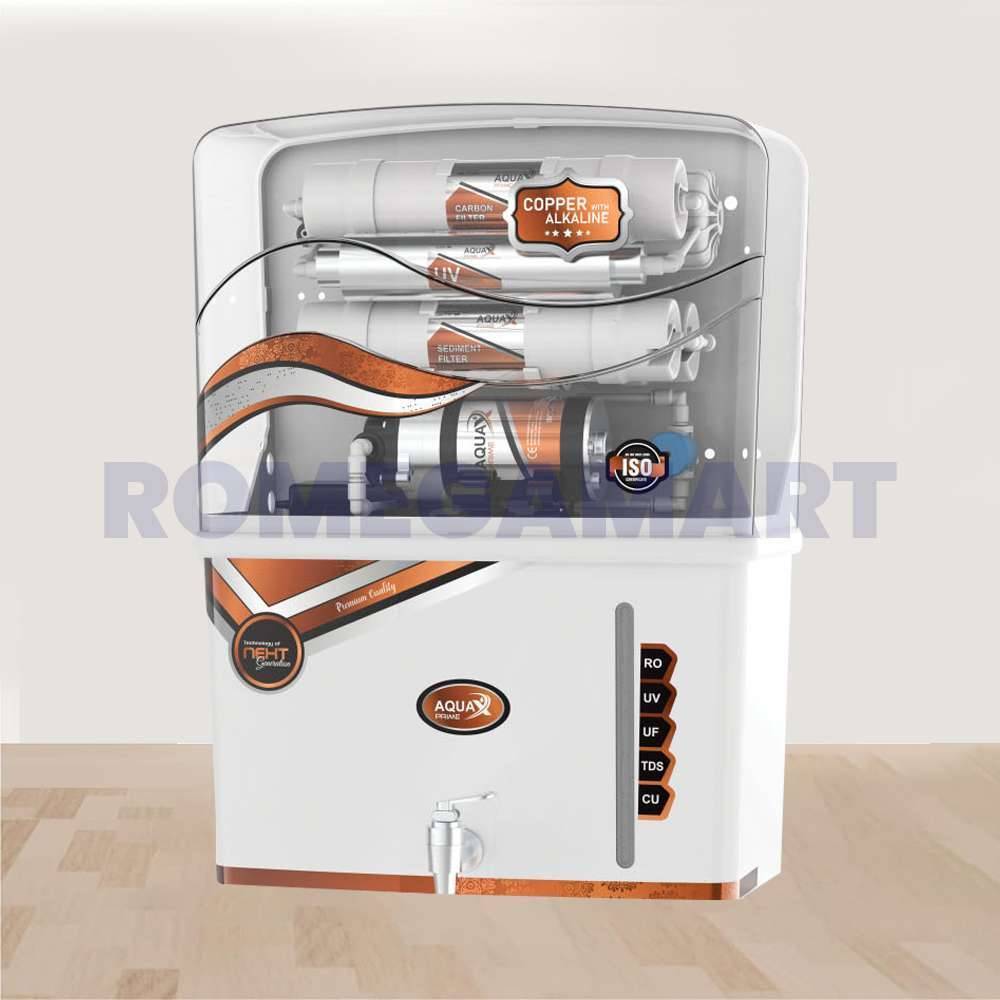 AquaX Prime RO Cabinet 11 To 12 Liter Storage White With Copper Transparent For Domestic Use - SHREE NAKODA SALES