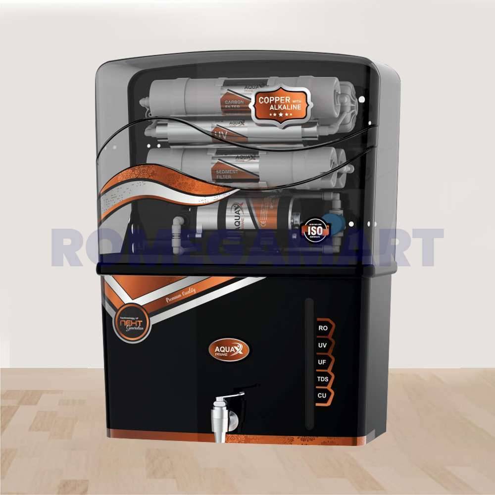AquaX Prime 12 Liter Storage Black With Copper Transparent Color RO+UV+UF+CU+TDS Water Purifier For Domestic Use - Shree Nakoda Sales  