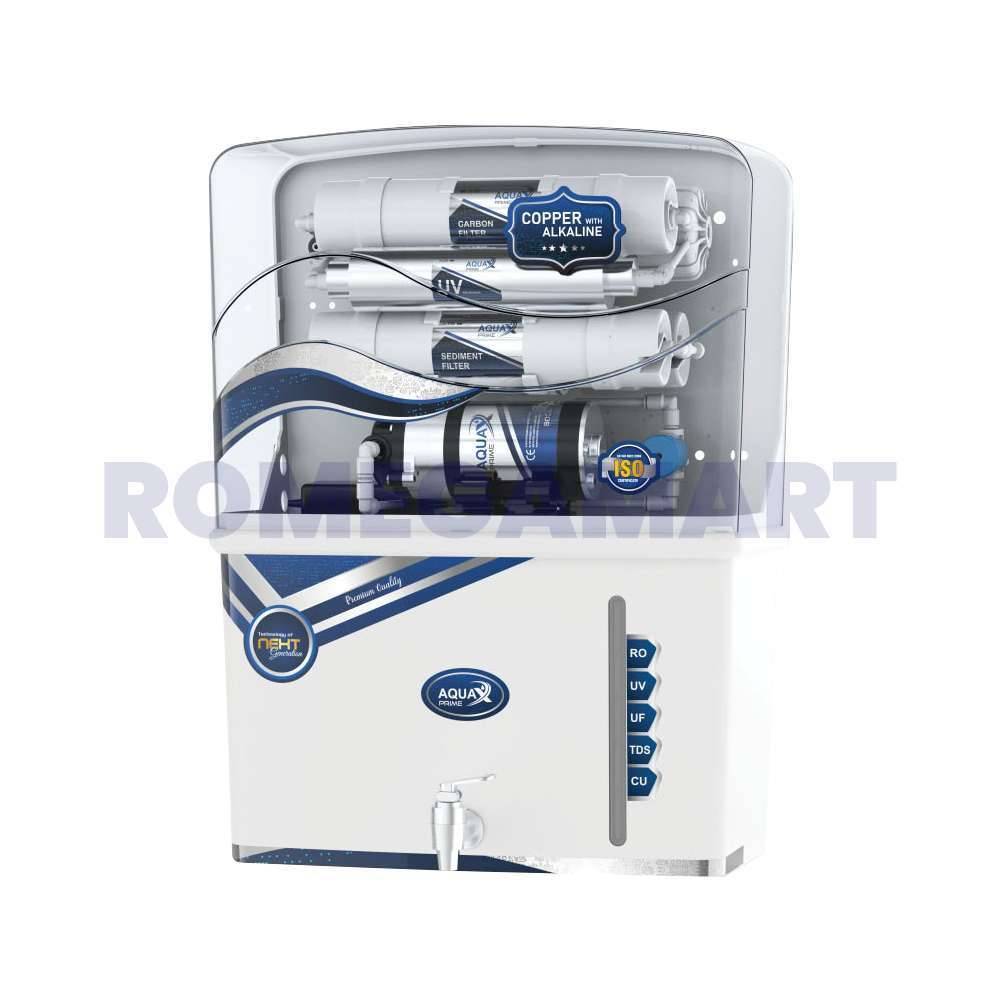 AquaX Prime 11 To 12 Liter Storage White With Blue Transparent Cabinet For Domestic Use - SHREE NAKODA SALES