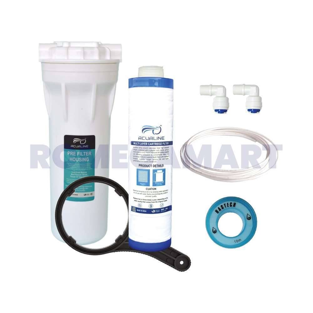 ACUALINE MLT Cartridge filter 3 Micron Screw Type Semi Transparent Pre Filter Housing Kit Food Grade Material - CO ORBITAL INDIA