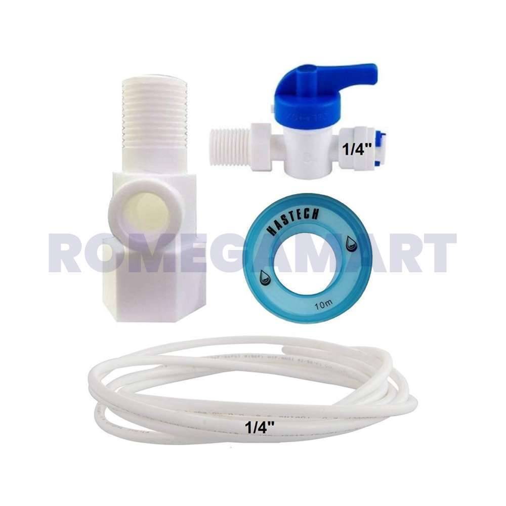 ACUALINE Teflon Tape With 3 Meter x 1/4 Pipe Plastic Inlet Valve Connector 1/4" 6 MM Push Fit Filter Purifier DV Set- CO ORBITAL INDIA