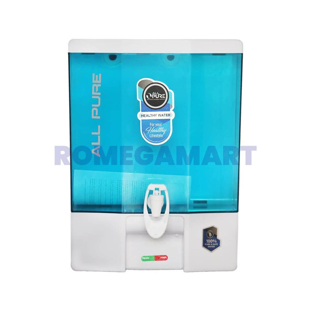 All Pure RO Water Purifier LED Indicator Teal Color 9 Liter Storage ABS Plastic Material Suitable For Domestic Use - Infinity Water Solution
