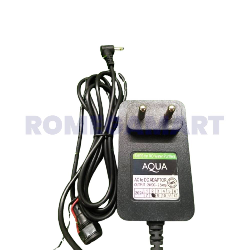  24V Aqua 2.5 Apmpere AC DC Adaptor Black color ABS Plastic 24V - Meditech Products