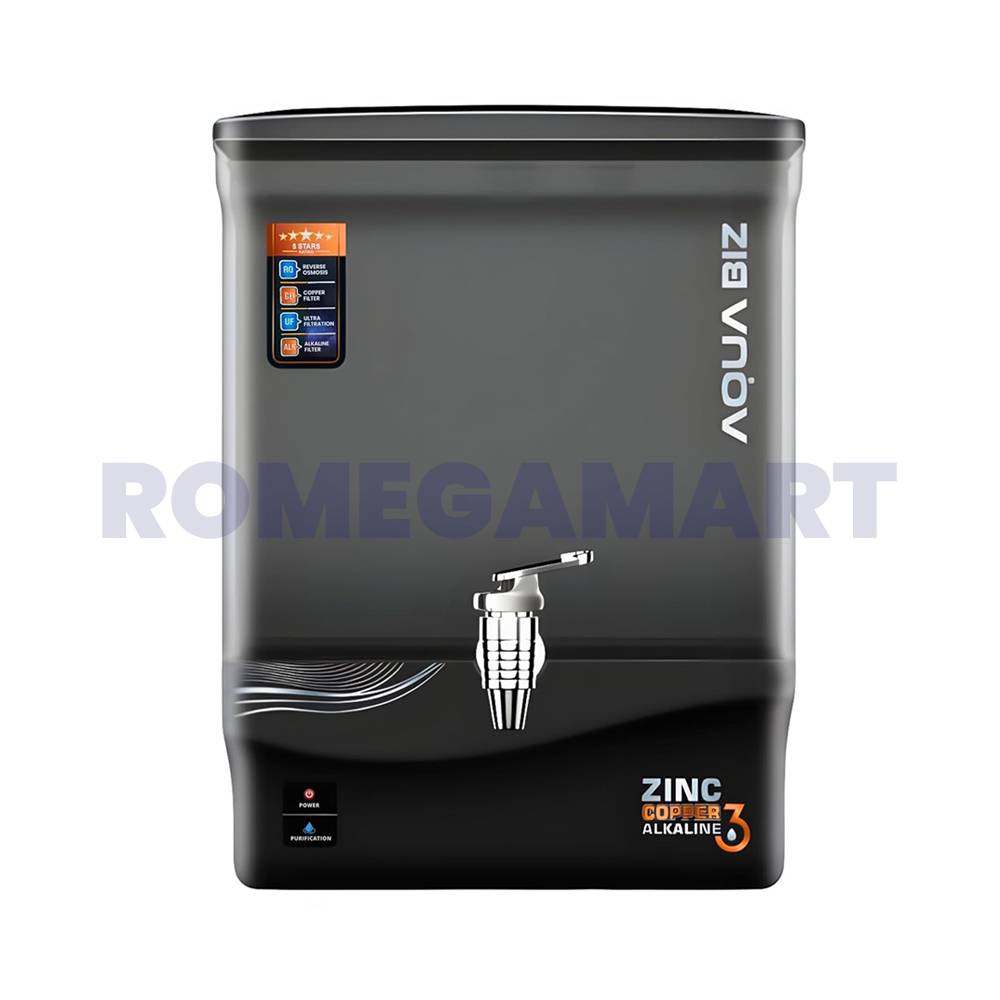 Aqua Biz Black Color 12 Liter Storage Zinc+ Copper+ Alkaline Water Purifier For Domestic Use - GANGAFRESH NETWORKS