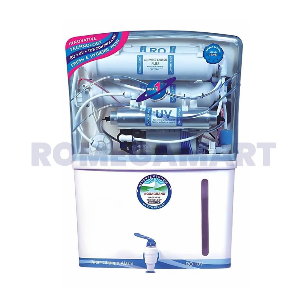 12 Liter Storage Aqua Grand Eco Capacity RO+UV+UF+TDS+ALKLINE+COPPER+MINERAL Water Purifier ABS Plastic Suitable For Domestic Use - JAZZ PURE WATER SOLUTIONS