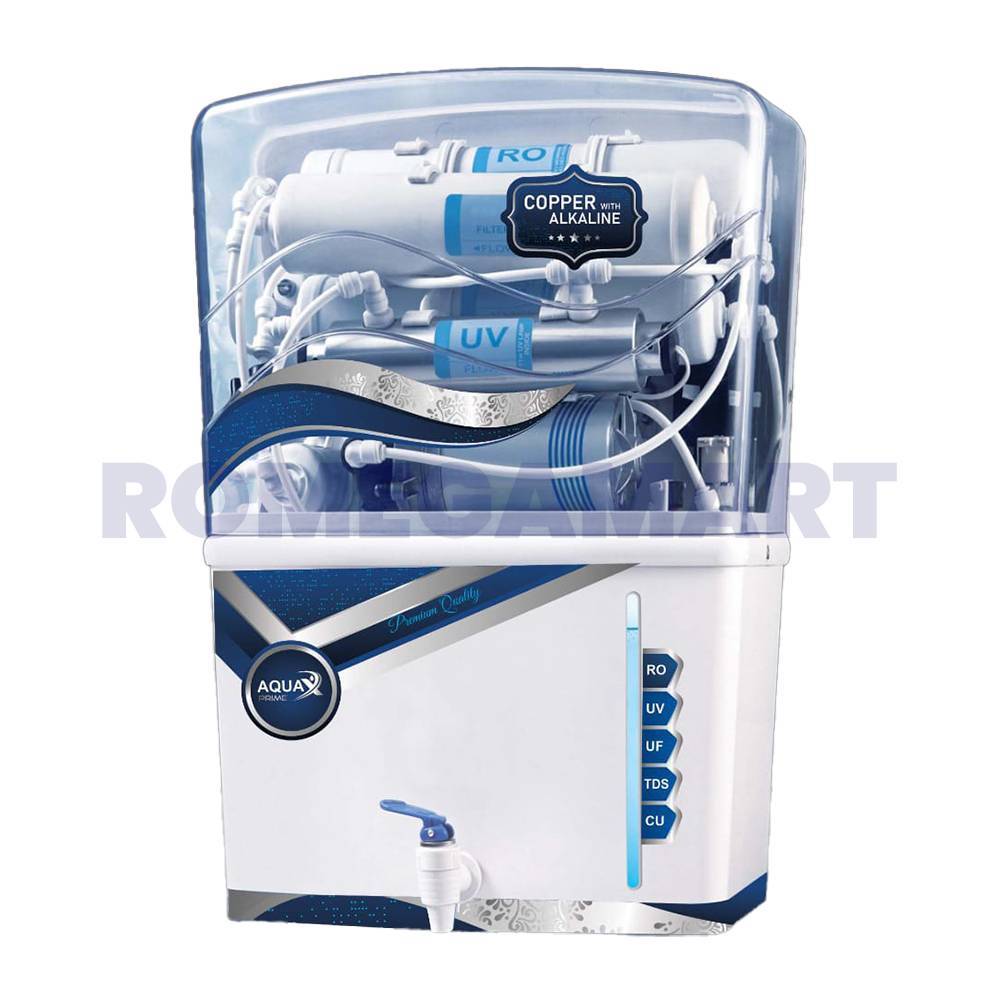 Aqua X Prime 12 Liter Storage RO Cabinet White With Blue Transparent For Domestic Use - WAVE RO AQUA SOLUTIONS