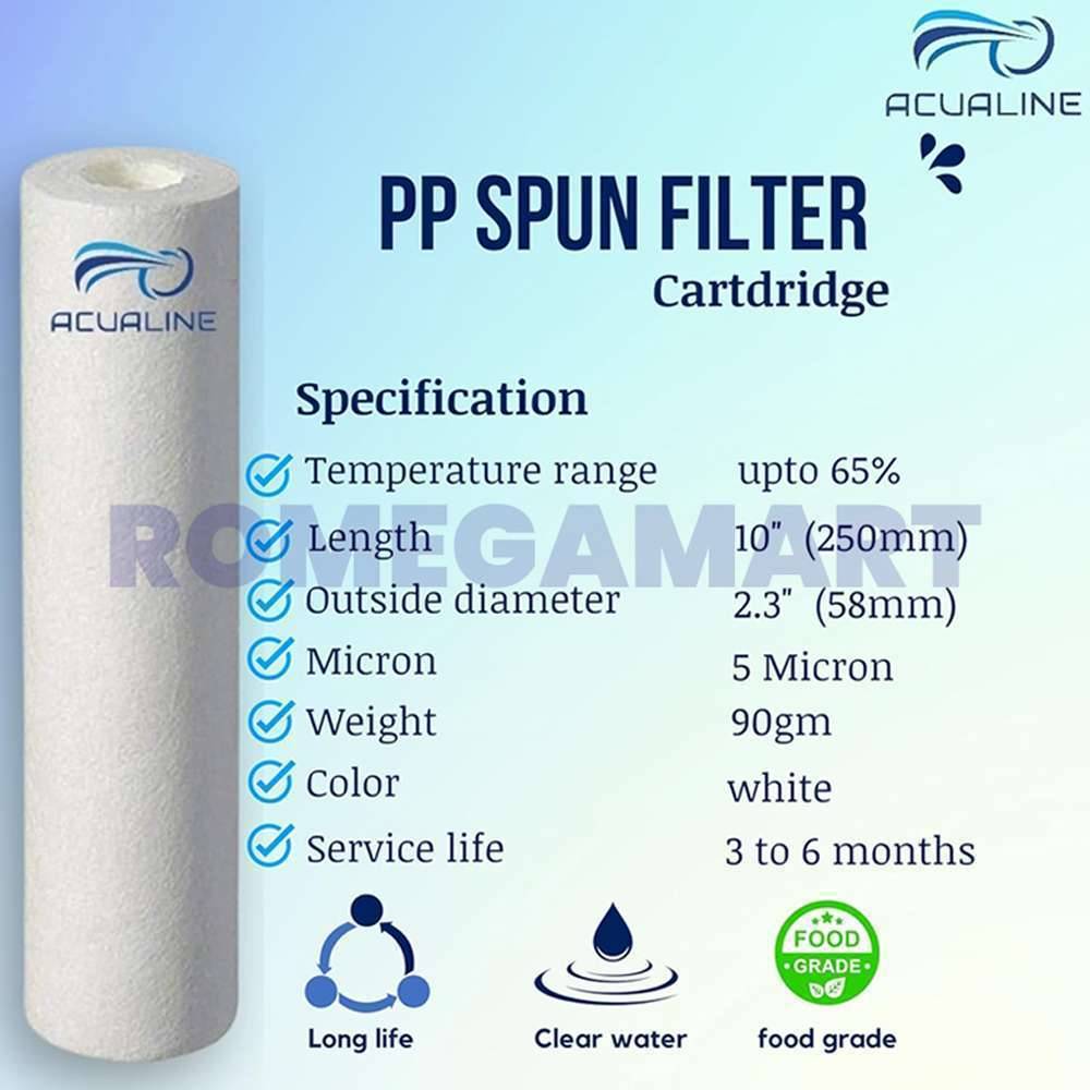 Acualine PP Spun Filter Candle 10 Inch 5 Micron for All Type of RO Filter - CO ORBITAL INDIA