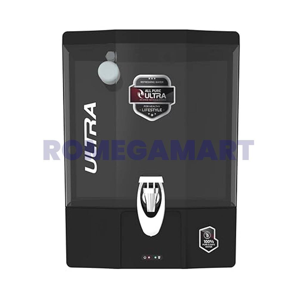 All Pure Ultra 9 Liter Domestic Water Purifier Metallic Black Color Food Grade ABS Plastic Body - P-Tech Aqua India