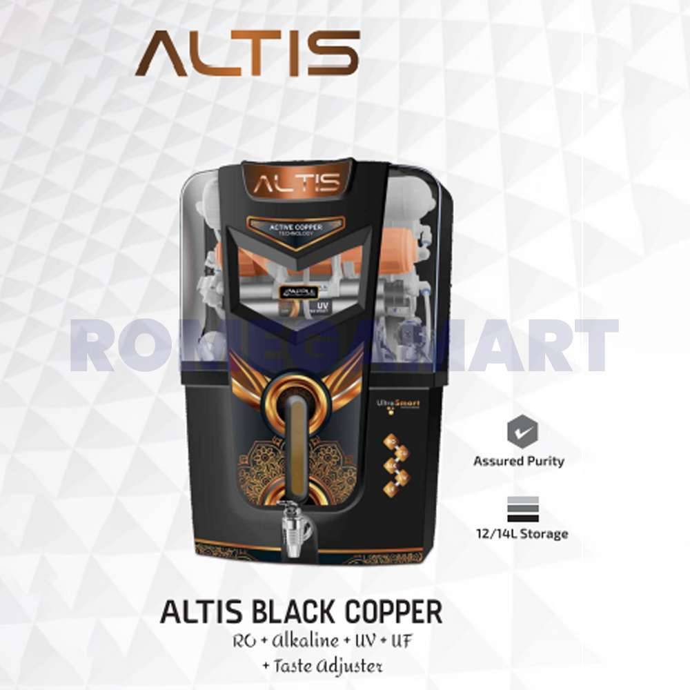 Apple Altis Black Copper Water Purifier RO+UV+UF 13 Liter Storage ABS Plastic Material - GTB JI WATER SOLUTIONS