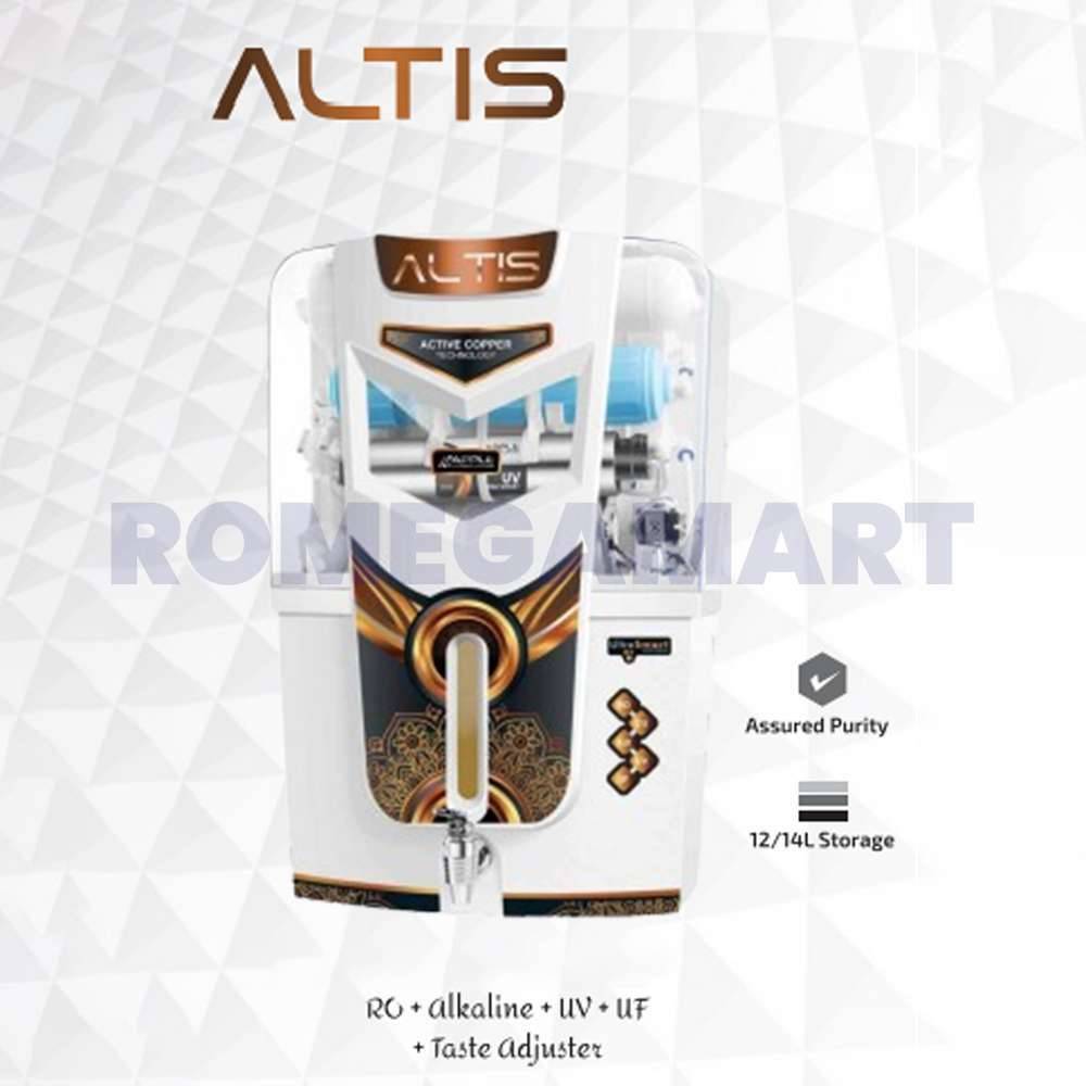 Apple Altis RO+UV+UF+TDS+ALKLINE+COPPER+MINERAL 13 Liter Storage Water Purifier White Copper ABS Plastic Material - JAZZ PURE WATER SOLUTIONS