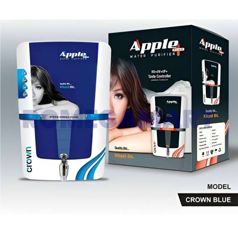 Apple Plus CROWN Blue Domestic RO Water Purifier 14 Liters Storage ABS Plastic Material - JAZZ PURE WATER SOLUTIONS