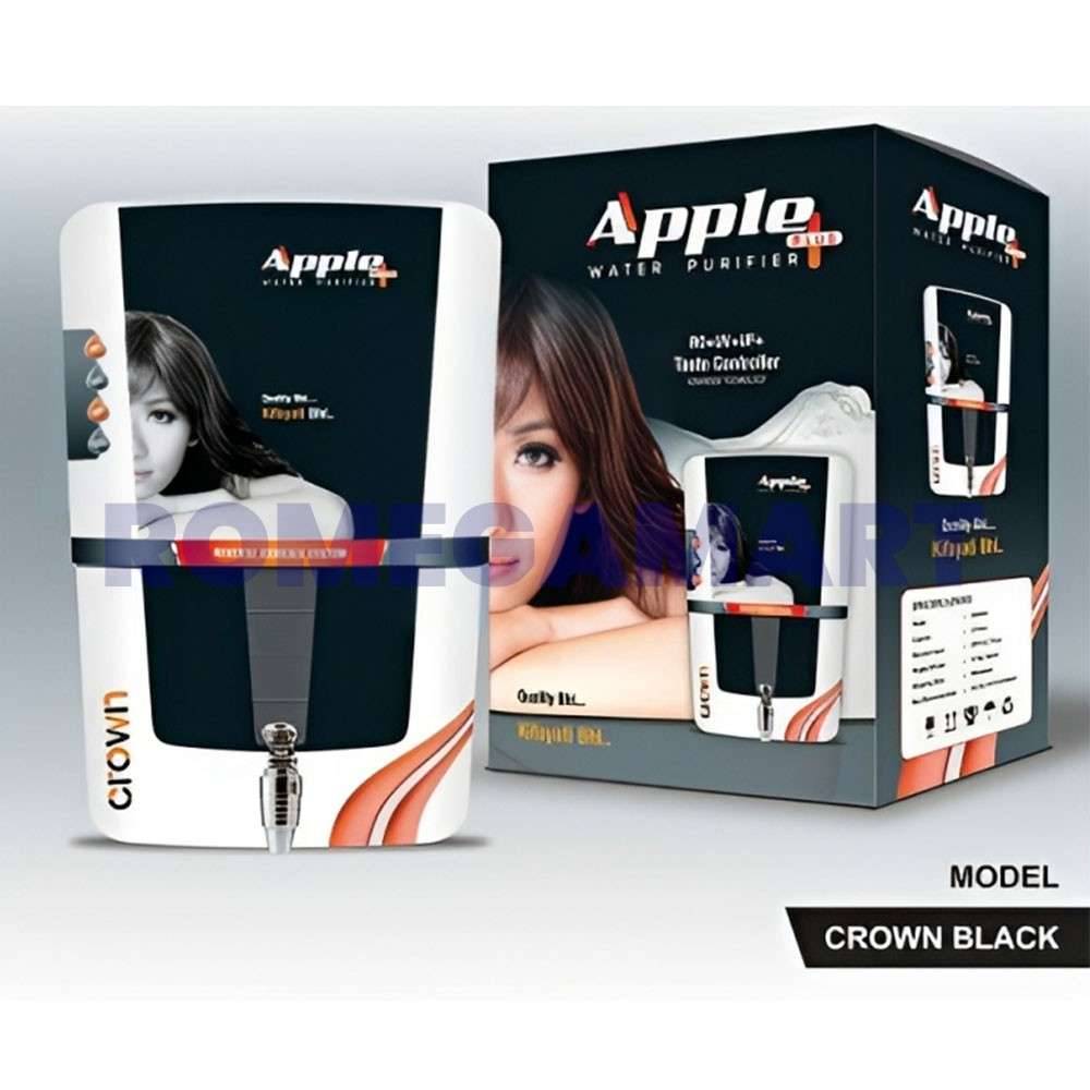 Apple Plus CROWN Black 14 Liters Storage RO+UV+UF+TDS+ALKLINE+COPPER+MINERAL Domestic RO Water Purifier ABS Plastic Material - JAZZ PURE WATER SOLUTIONS