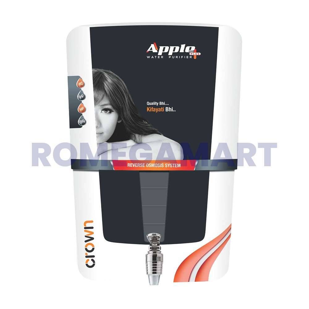 Apple Plus CROWN Black Domestic RO Water Purifier RO+UV+UF+ALKLINE+TDS 14 Liters Storage ABS Plastic Material - GTB JI WATER SOLUTIONS
