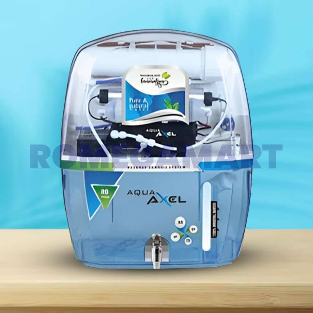 Aqua Axel Blue With Transparent Body 15 Liter RO+UV+UF+TDS+ALKLINE+COPPER+MINERAL Water Purifier ABS Plastic Material - GTB JI WATER SOLUTIONS