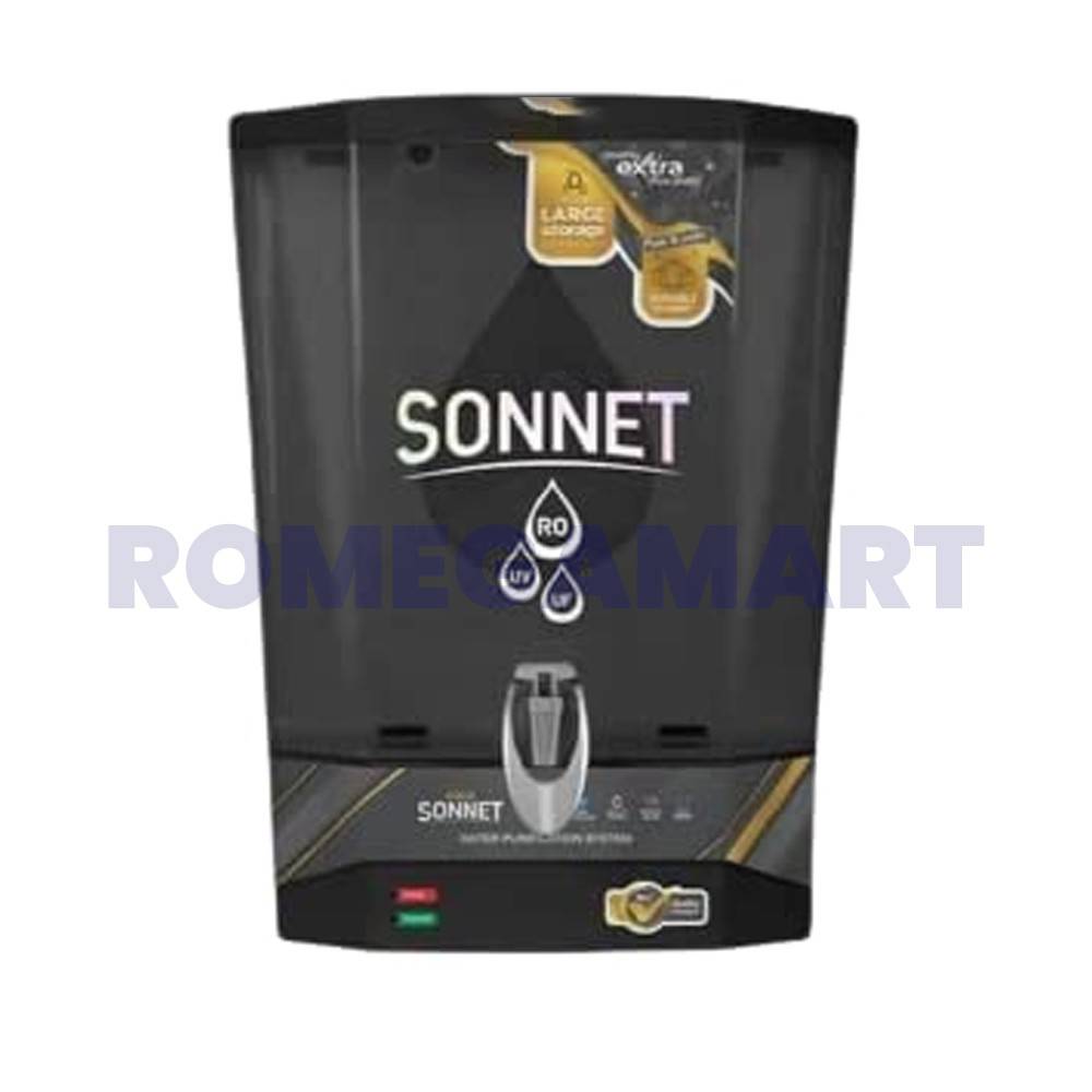 Aqua Sonnet Metallic Black With LED Indicator Domestic RO Cabinet 10 Liter Food Grade Plastic Material - P-Tech Aqua India