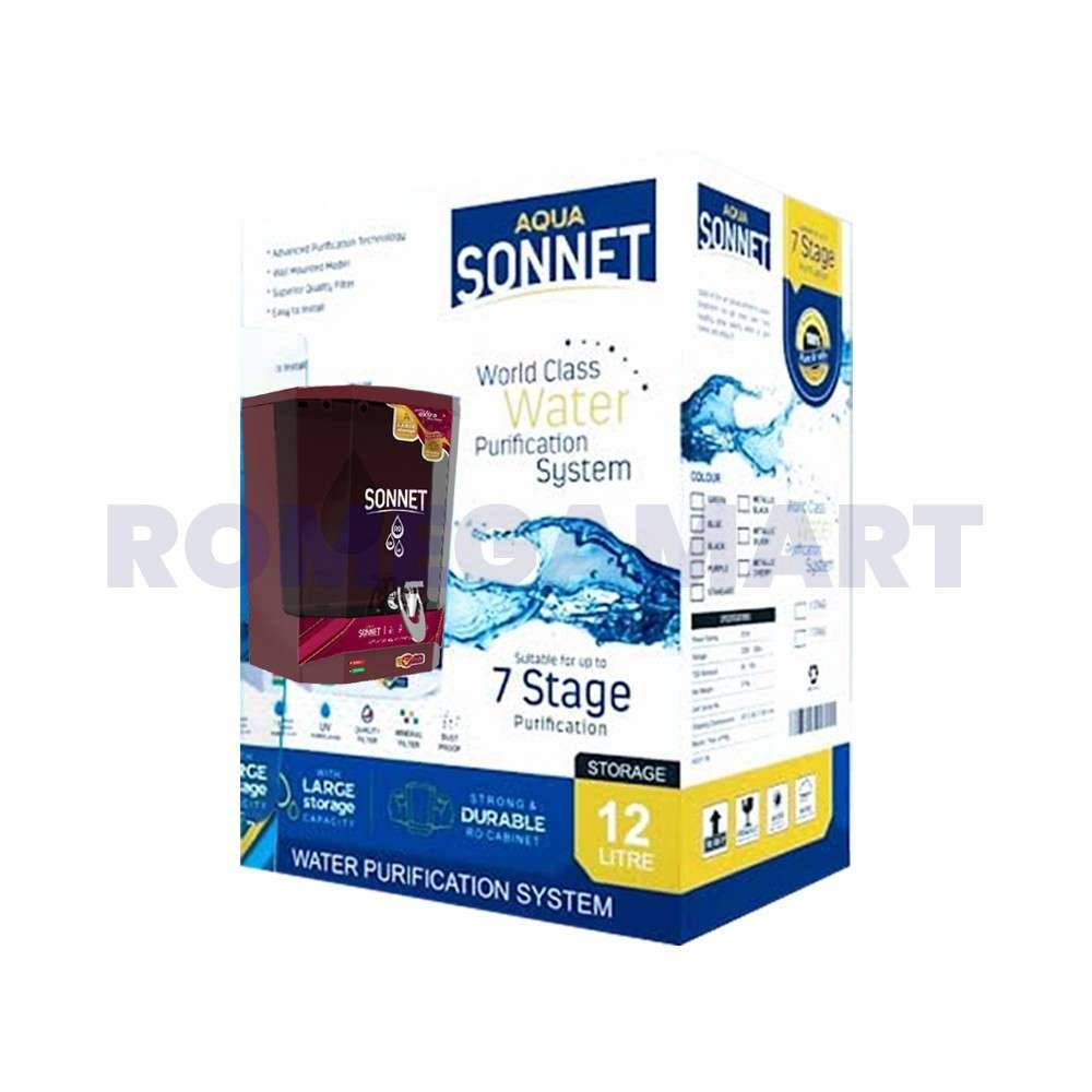 Aqua Sonnet Metallic RO+UV+UF Cheery With LED Indicator Domestic RO Water Purifier 10 Liter Food Grade Plastic Material - JAZZ PURE WATER SOLUTIONS
