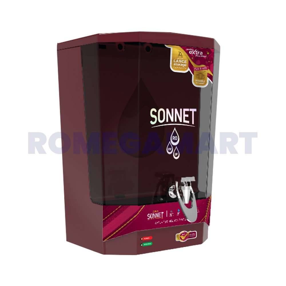 Aqua Sonnet Metallic Cheery With LED Indicator RO+UV+UF+ALKLINE+TDS 10 Liter Domestic RO Water Purifier Food Grade Plastic Material - JAZZ PURE WATER SOLUTIONS
