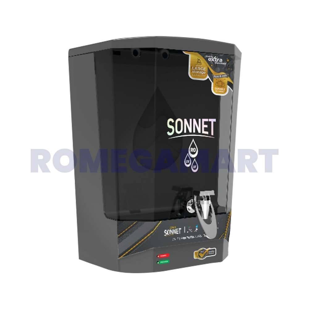 Aqua Sonnet Metallic Grey With LED Indicator RO+UV+UF+ALKLINE+TDS Domestic RO Water Purifier 10 Liter Food Grade Plastic Material - GTB JI WATER SOLUTIONS