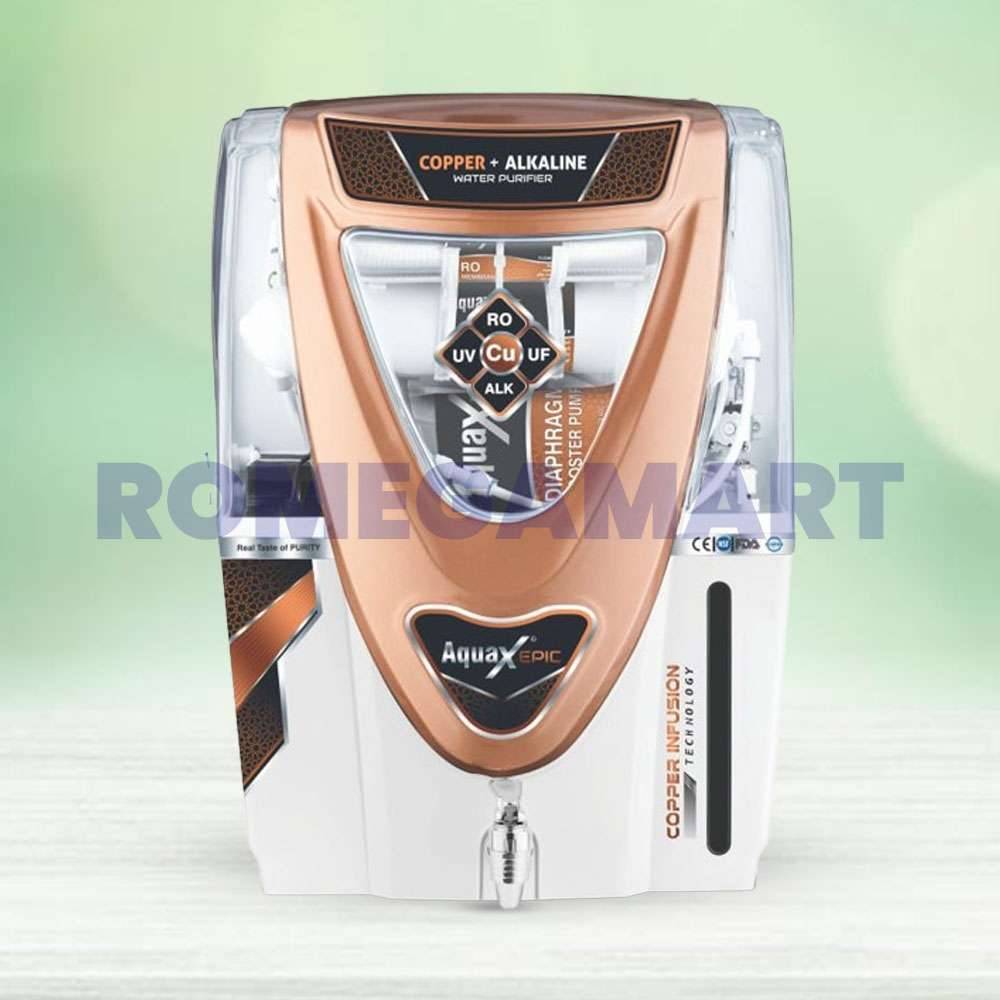 AquaX Epic White With Copper Color 12 Liter Storage Cabinet For Domestic Use - EARTH RO SYSTEM
