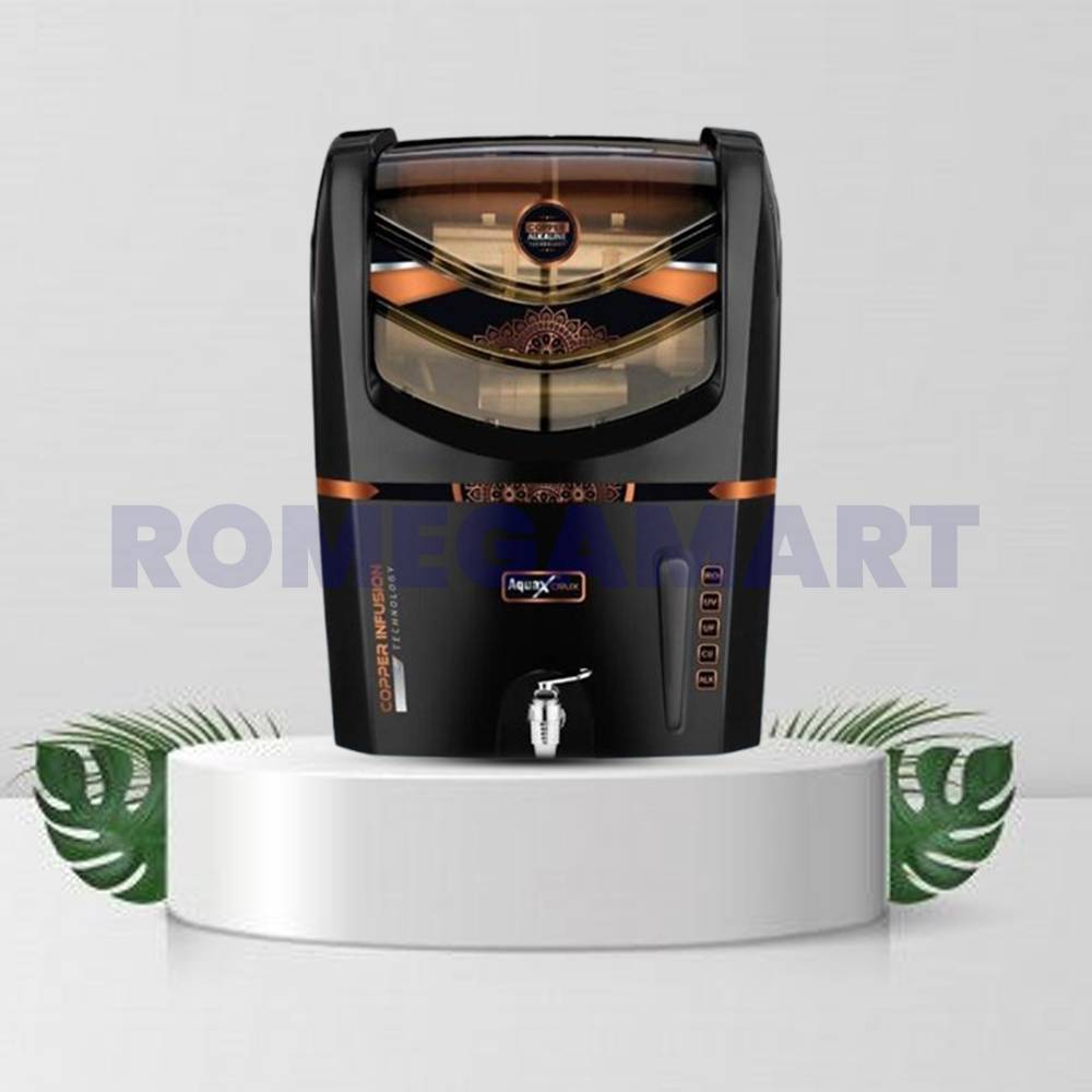 AquaX Crux RO+UV+UF+CU+ALK Black Color 12 Liter Storage Water Purifier - KHATUSHYAMJI MULTI SERVICES