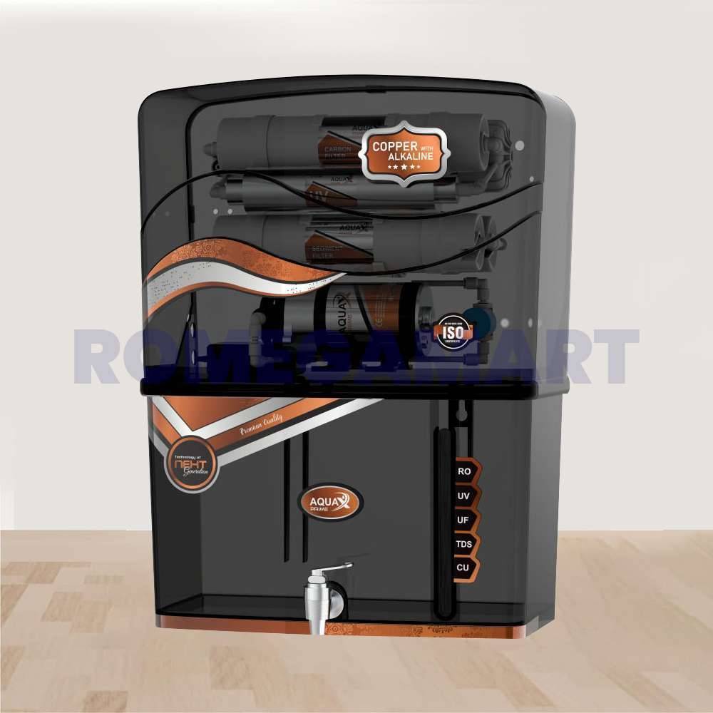 AquaX Prime 11 To 12 Liter Storage Black Transparent RO Cabinet For Domestic Use - SHREE NAKODA SALES