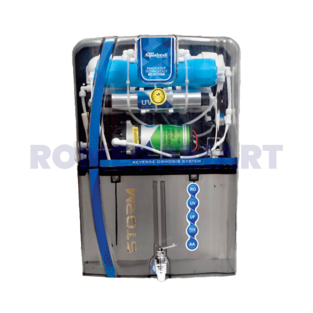 Earth RO System Storm RO+UV+UF+TDS+ALKALINE Grey Transparent Domestic Water Purifier 12 Liter Storage - EARTH RO SYSTEM