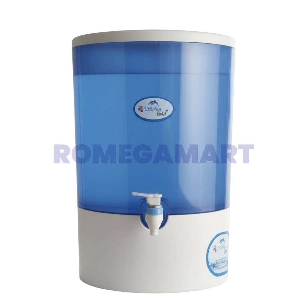 Dolphin Gold Transparent Blue Color Water Purifier 9 Liter Storage Capacity ABS Food Grade Plastic Material Suitable For Domestic Use - H2O Pure Solutions