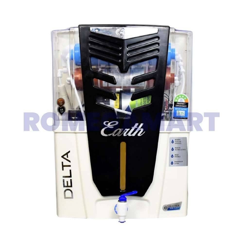 Earth Delta White With Black Color 15 Liter Storage Water Purifier - EARTH RO SYSTEM