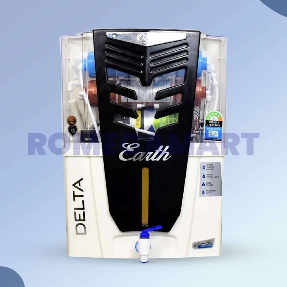 Earth Delta White With Black Color 15 Liter Storage Water Purifier - EARTH RO SYSTEM