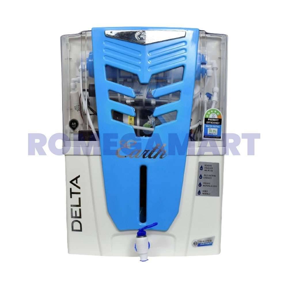 Earth Delta White With Blue Color Water Purifier 15 Liter Storage For Domestic - EARTH RO SYSTEM