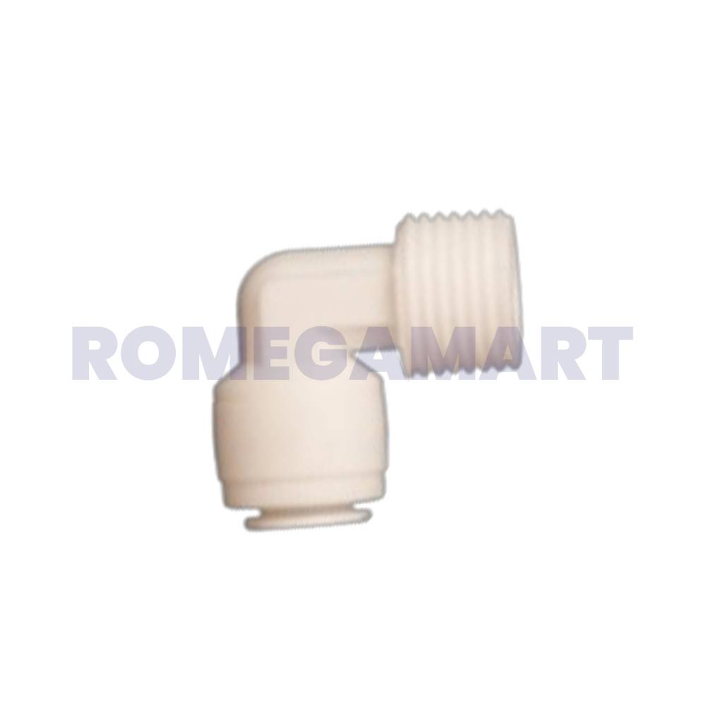1/2 Thread  to 3/8 Ro Water Purifier Fitting Elbow White Color Plastic Material For Domestic - Adroit Aquatech pvt ltd