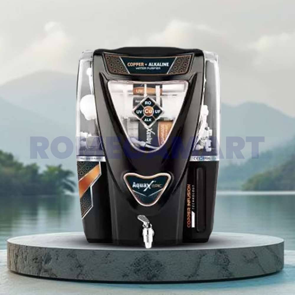 AquaX Epic Black Color 12 Liter Storage Water Purifier For Domestic Use - EARTH RO SYSTEM