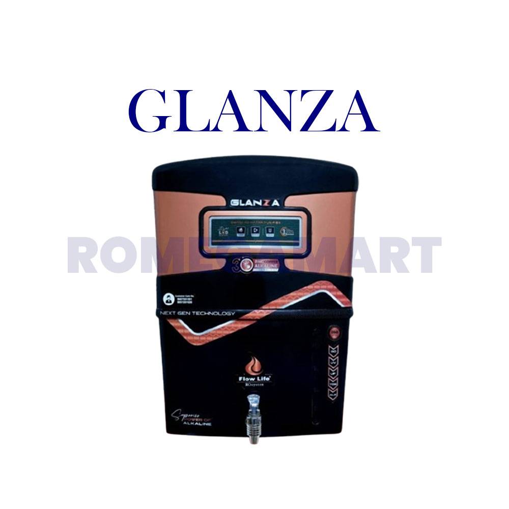 Glanza Black With Golden Color Reverse Osmosis 12 Liter Storage ABS Plastic Material For Domestic Use - Flow Life Ro System