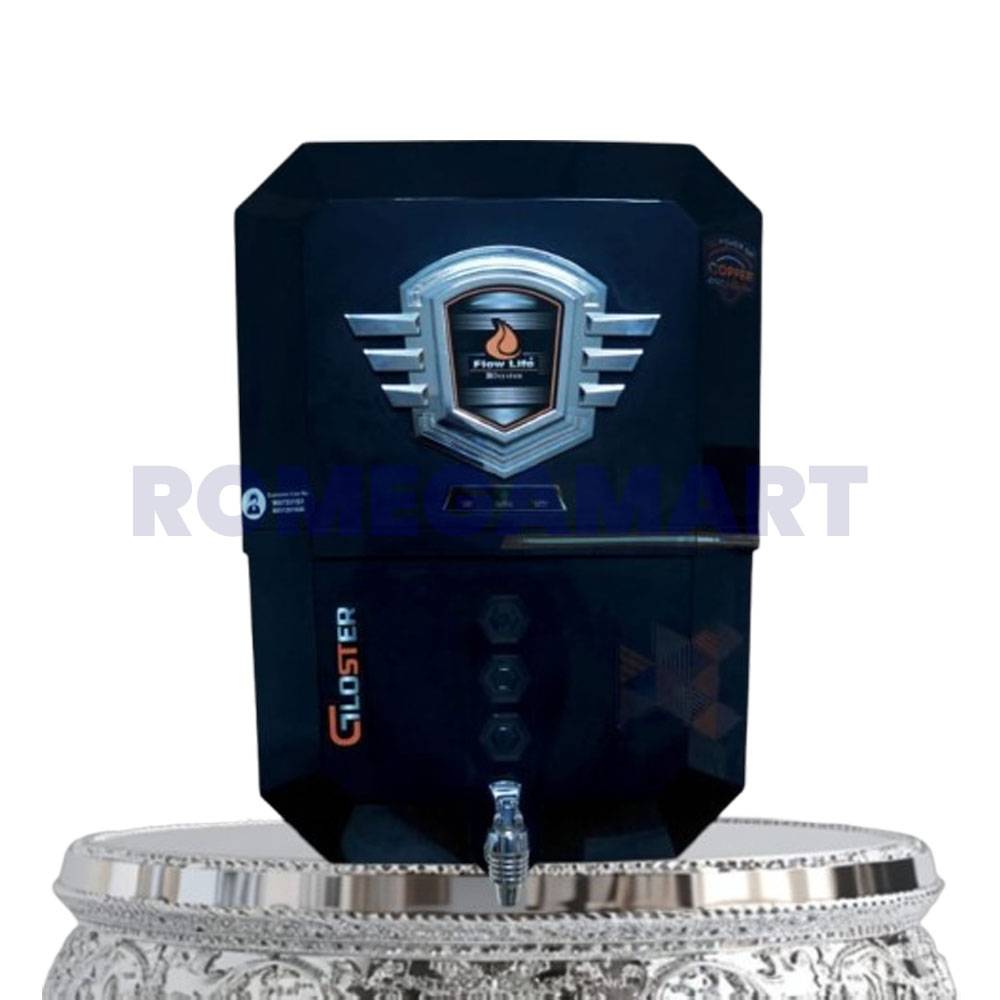 Gloster Black Color Water Purifier 12 Liter Storage ABS Plastic Material Use For Domestic System - Flow Life Ro System