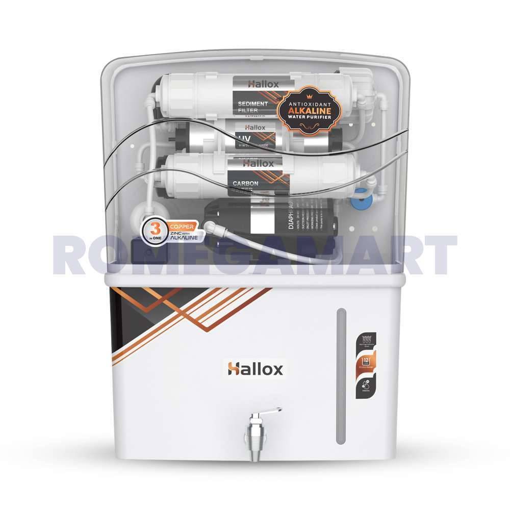 Hallox RO+UV+COPPER+ALKLINE+TDS Water Purifier 12 Liter Storage White Transparent For Domestic - JAZZ PURE WATER SOLUTIONS