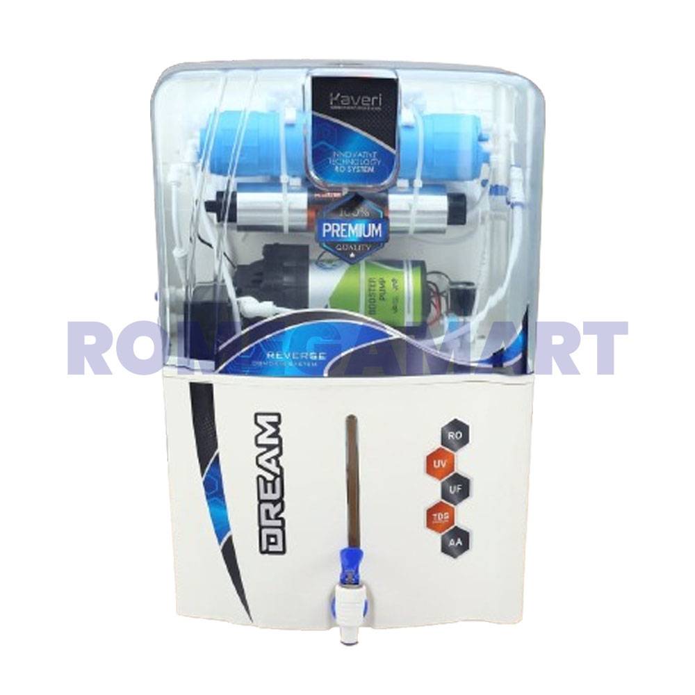 Kaveri Dream RO+UV+UF+TDS+AA White Table Top  12 Liter Storage Transparent Water Purifier - EARTH RO SYSTEM
