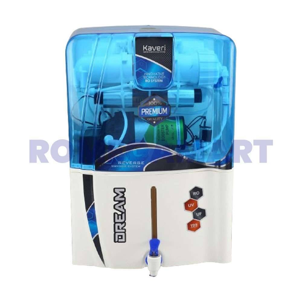 Kaveri Dream RO+UV+UF+TDS Table Top White With Blue Transparent  12 Liter Storage Water Purifier - EARTH RO SYSTEM