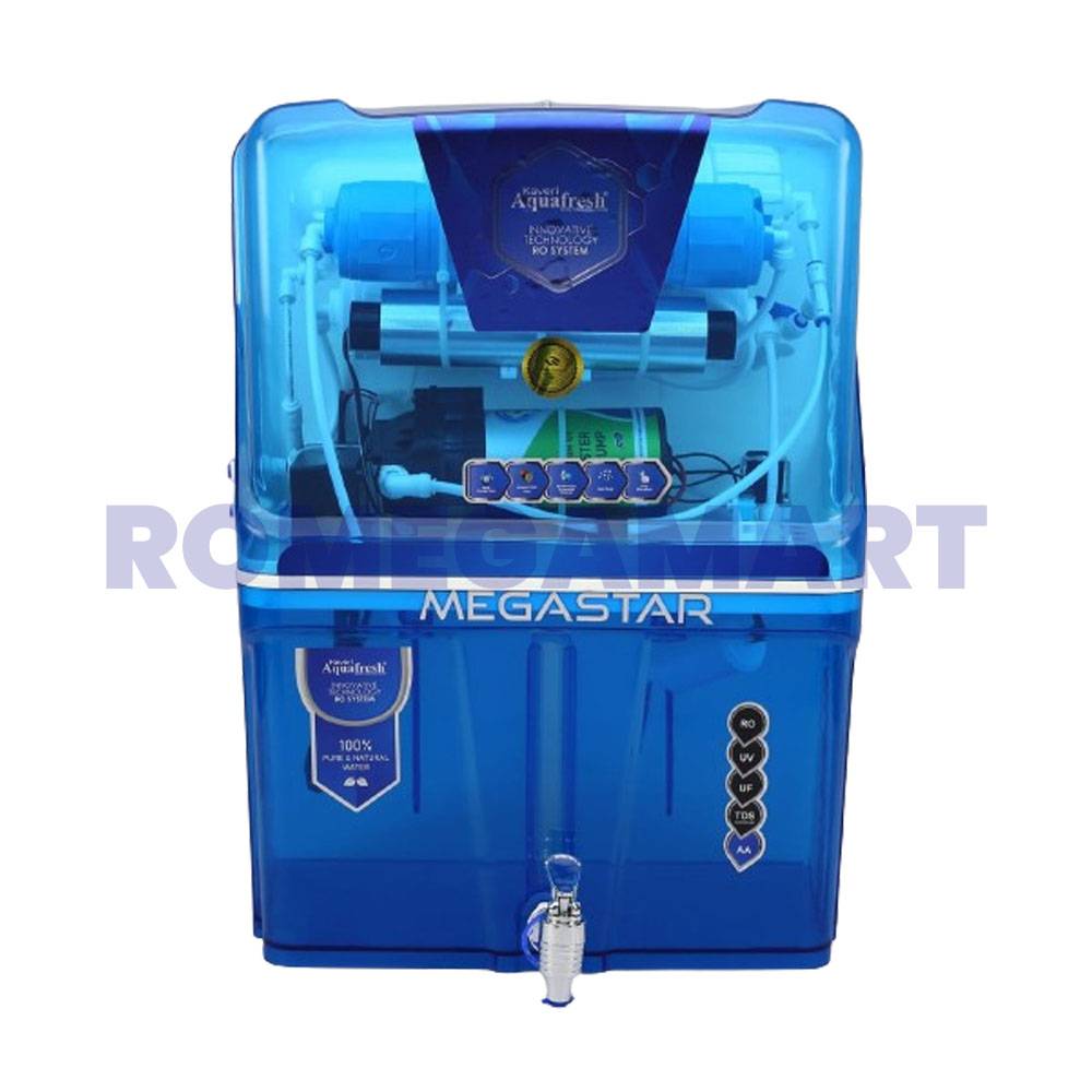 Kaveri Megastar Blue Transparent Table Top RO+UV+UF+TDS+AA 12 Liter Storage Water Purifier - EARTH RO SYSTEM