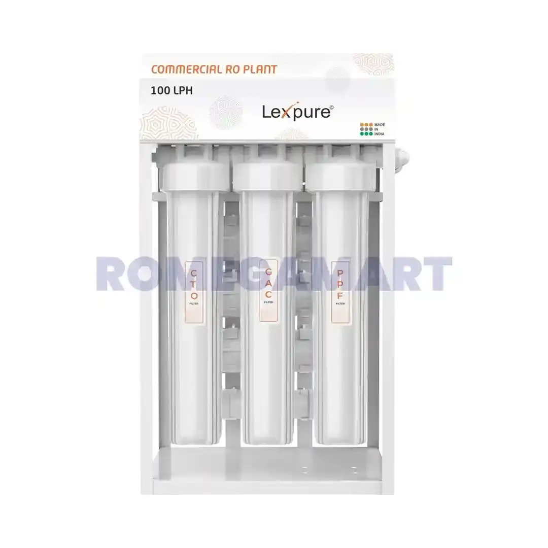 Lexpure 100 LPH RO Plant 5 Stage Filtration FRP Material White Color For Commercial Use - Basotra Electronics