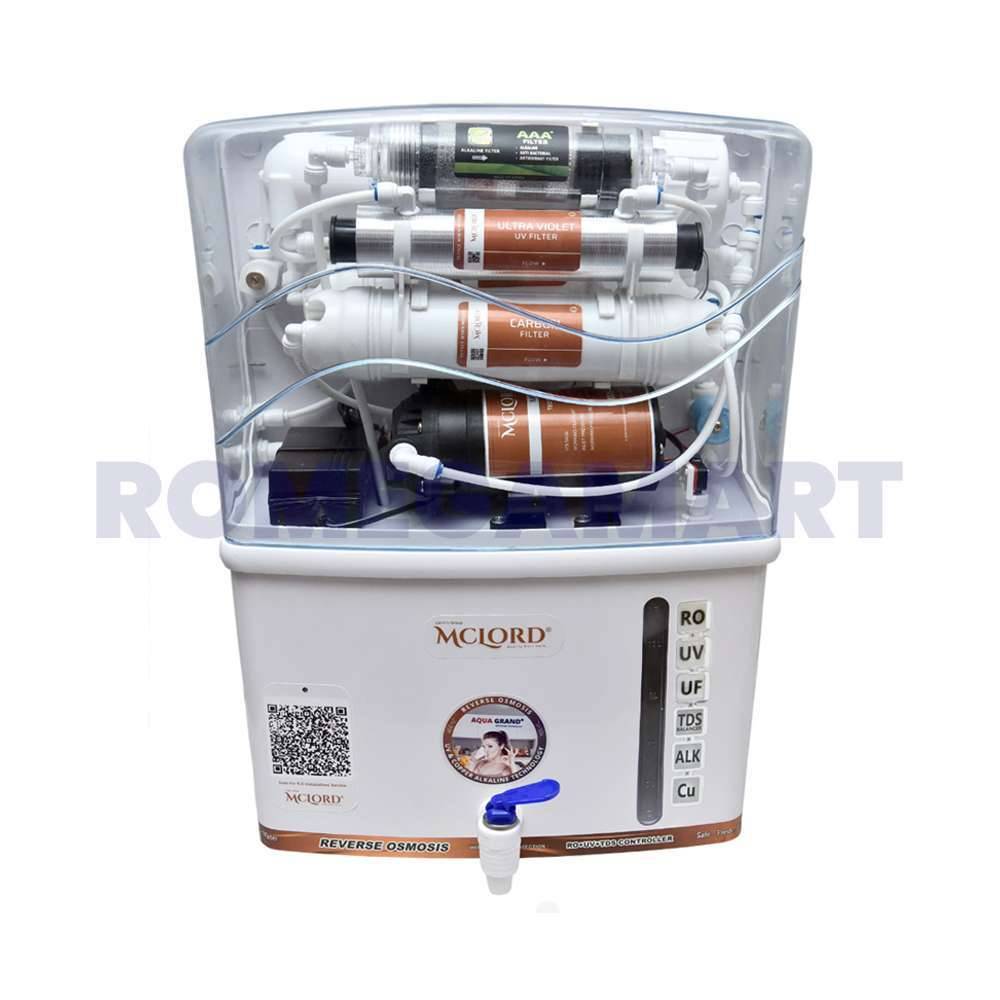 Mclord AG+ ALK 12 liter Storage White Transparent Color with RO+UV+UF+TDS+ALK+CU Water Purifier For Domestic Use - MCLORD