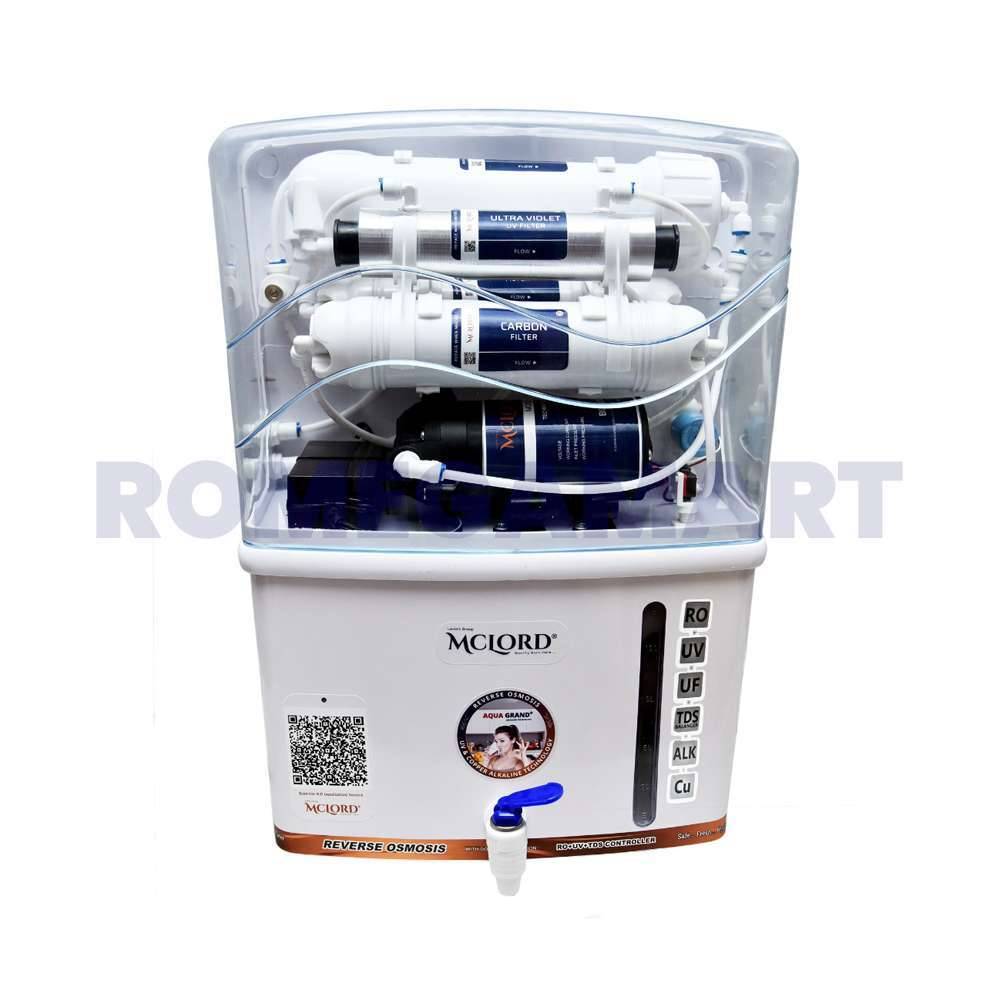 Mclord AG+ UV 12 liter Storage White Transparent Color with RO+UV+UF+TDS+ALK+CU Water Purifier For Domestic Use - MCLORD
