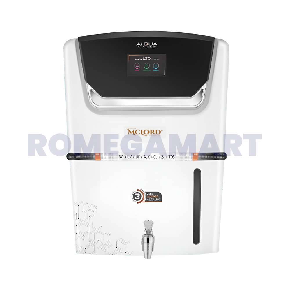 Mclord Al -Qua 12 Liter Storage White Color RO+UV+UF+ALK+CU+ZN+TDS Water Purifier For Domestic Use Corded Electric - MCLORD