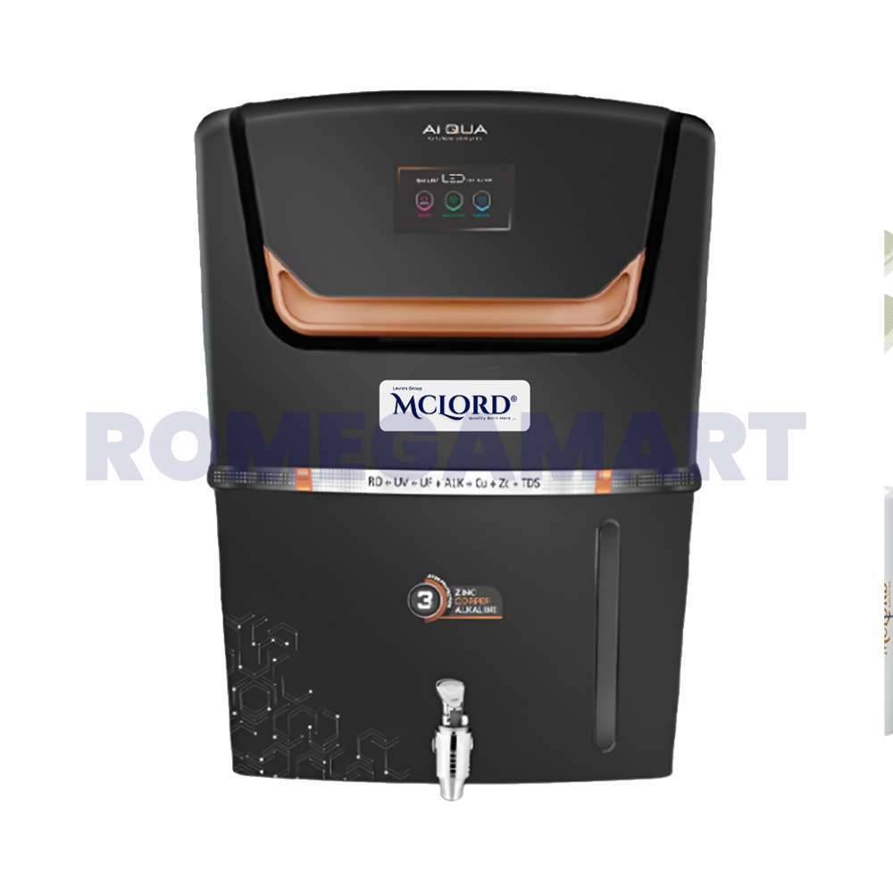 Mclord Al -Qua 12 Liter Storage Black Color RO+UV+UF+ALK+CU+ZN+TDS Water Purifier For Domestic Use - MCLORD