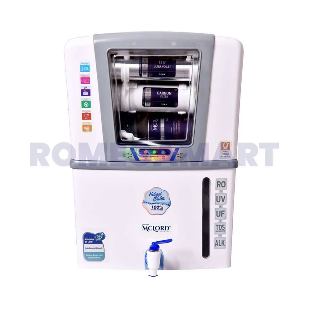 Mclord Alkalina White Color With RO+UV+UF+TDS+ALK 12 Liter Storage Water Purifier For Domestic Use - MCLORD